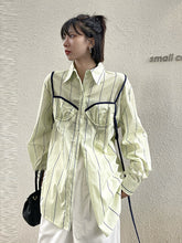 Loose Striped Lapel Collar Long Sleeve Shirt